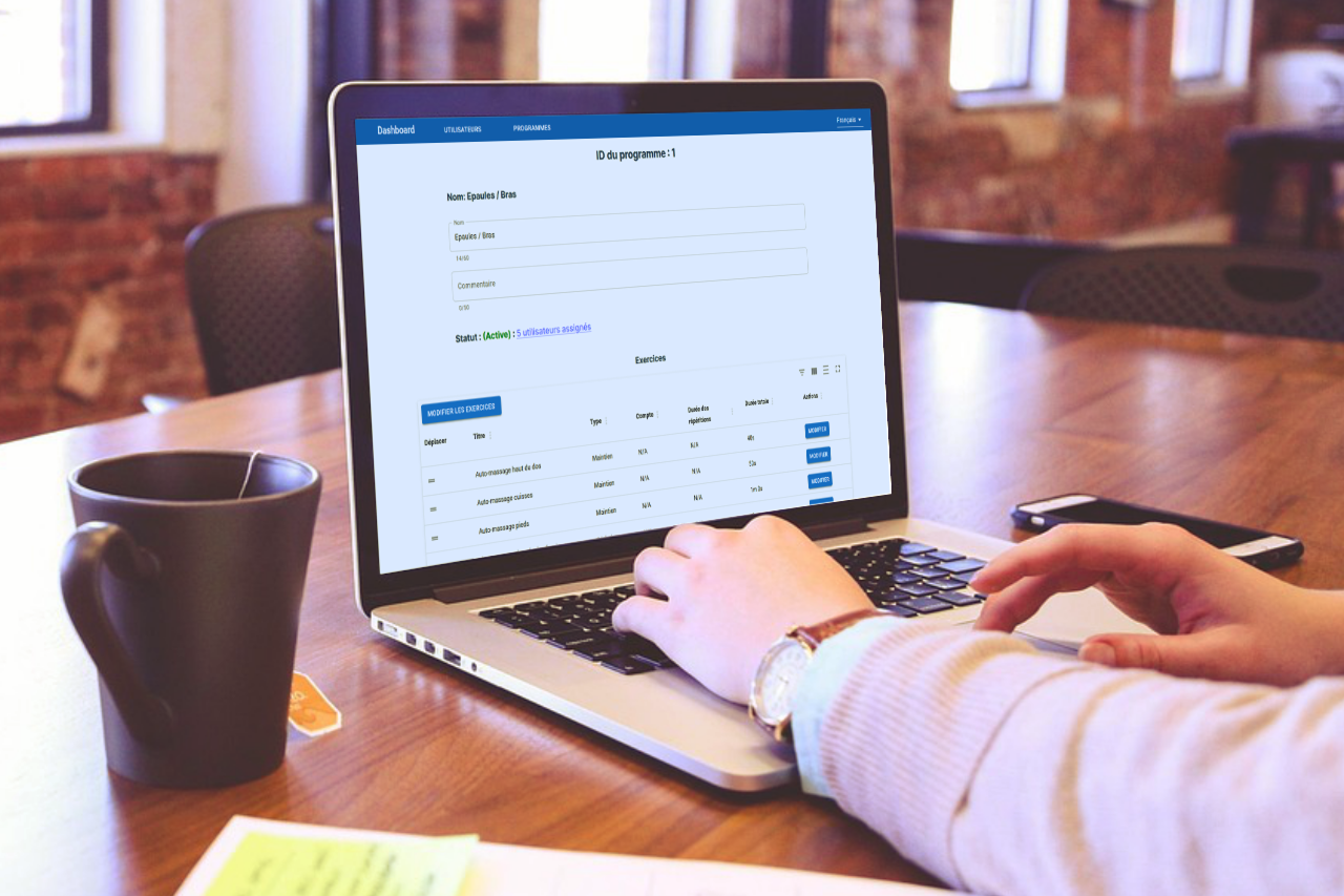 Etape 4 du programme MEASANA : Logiciel utilisé par le préparateur physique pour élaborer les routines physiques du collaborateur.